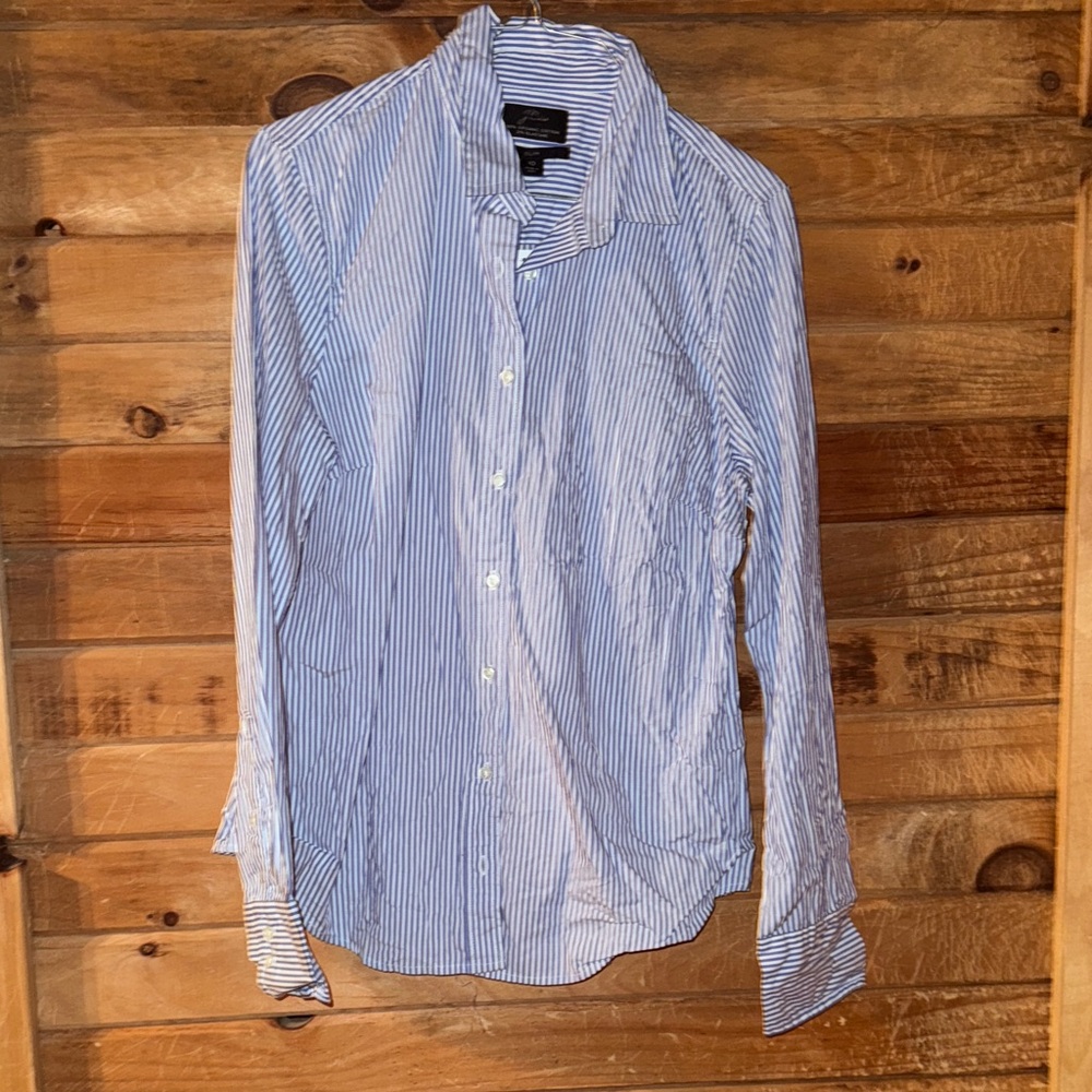 J. Crew Classic Blue and White Striped Shirt